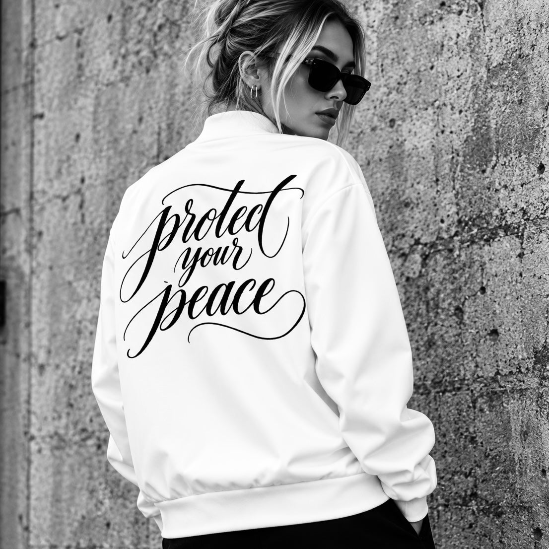 Unisex Protect Your Peace Bomber Jacket