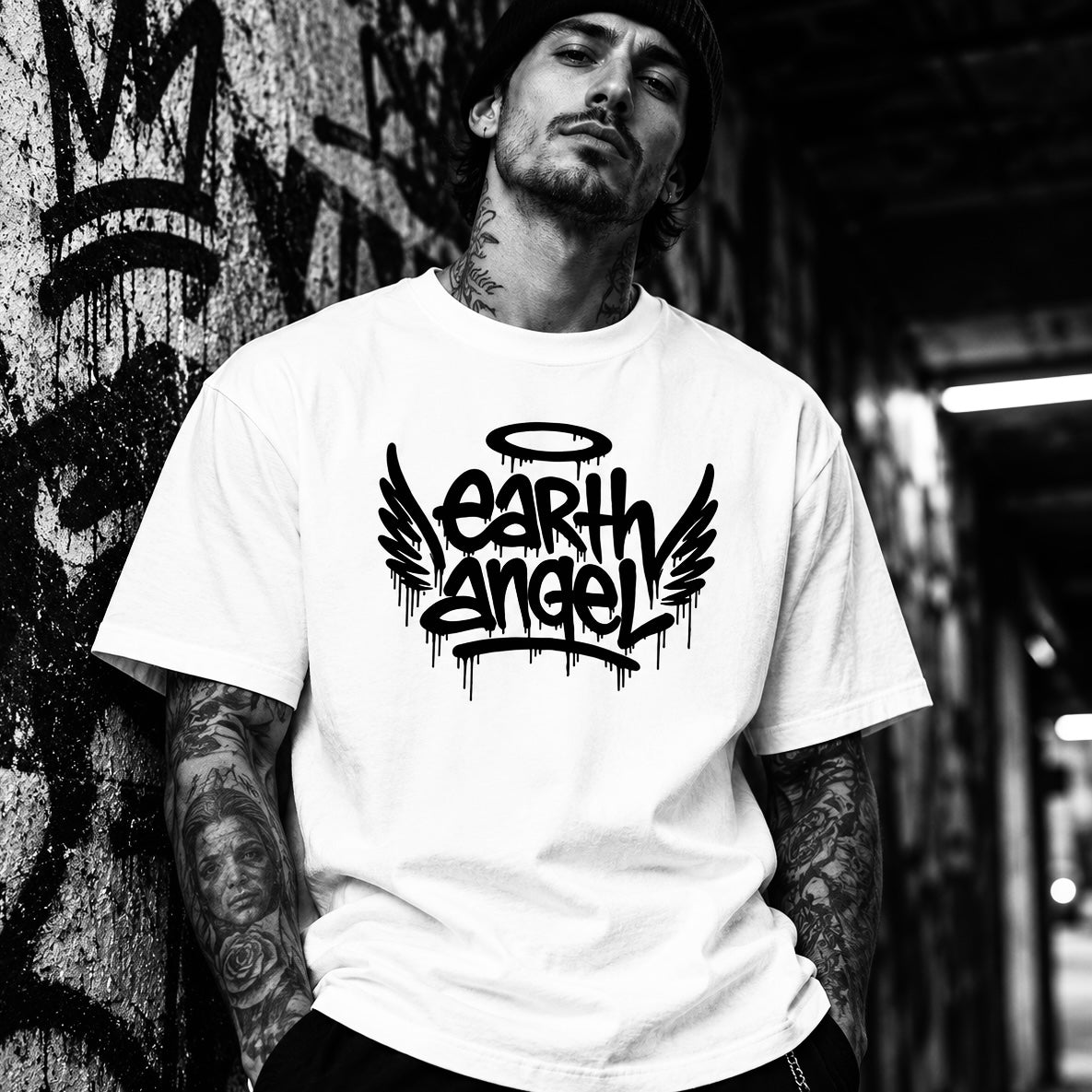 Unisex Earth Angel Oversized High Neck T-Shirt