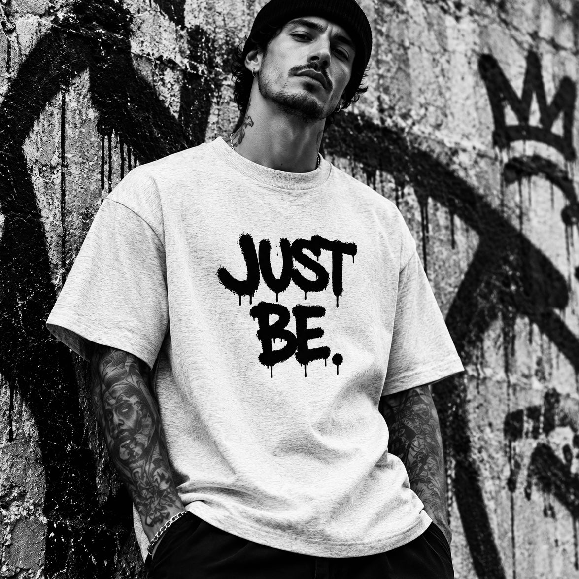 Unisex Just Be Oversized High Neck T-Shirt